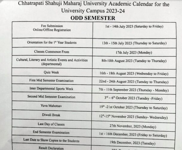 CSJM-Kanpur-Academic-Calendar-for-Session-2023-24-Odd-Semester